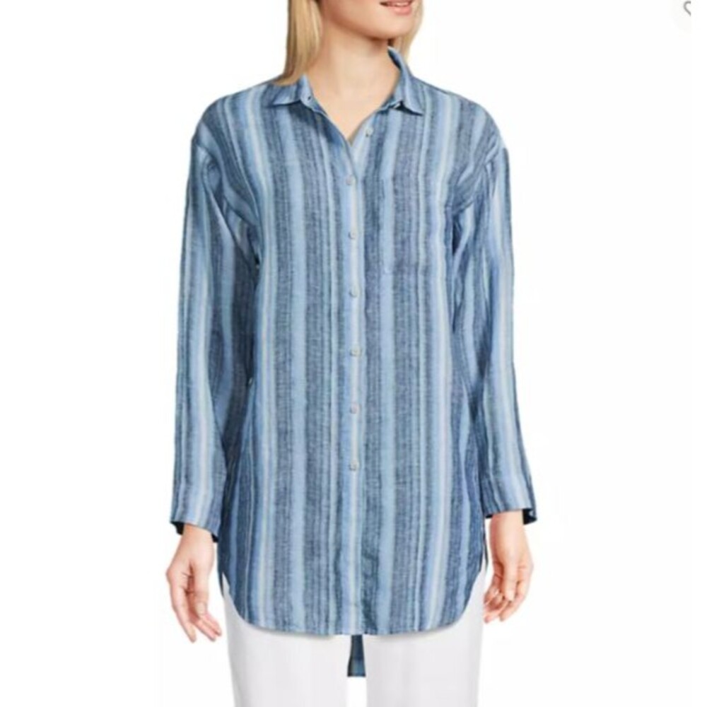 lands end linen shirt s blue tunic top new $69.95